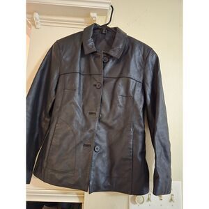 OutBrook Genuine Leather Lined Jacket Black WM Small Button Up Tailored Fit